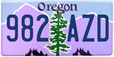 OR license plate 982AZD