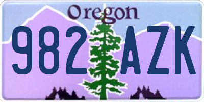 OR license plate 982AZK
