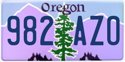 OR license plate 982AZO