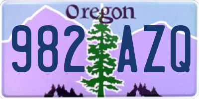 OR license plate 982AZQ