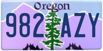 OR license plate 982AZY