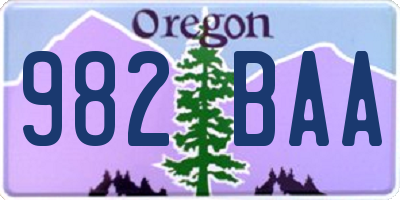 OR license plate 982BAA