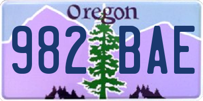 OR license plate 982BAE