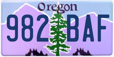 OR license plate 982BAF