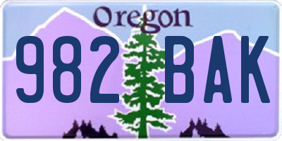 OR license plate 982BAK