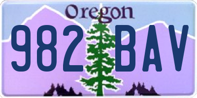 OR license plate 982BAV
