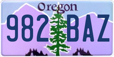 OR license plate 982BAZ