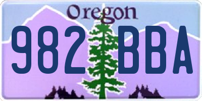 OR license plate 982BBA