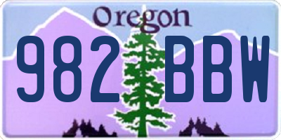 OR license plate 982BBW