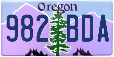 OR license plate 982BDA