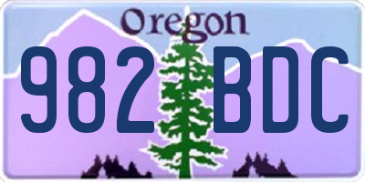 OR license plate 982BDC