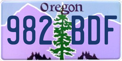 OR license plate 982BDF