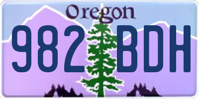 OR license plate 982BDH