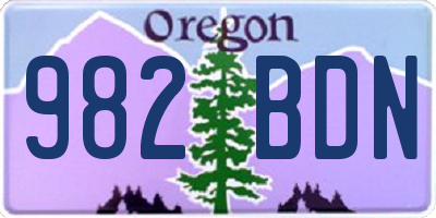 OR license plate 982BDN