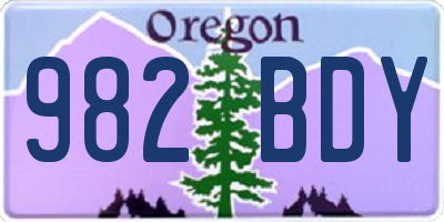 OR license plate 982BDY