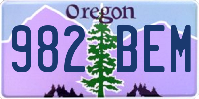 OR license plate 982BEM