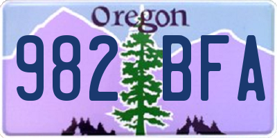 OR license plate 982BFA