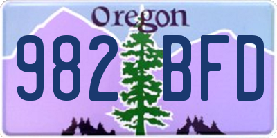 OR license plate 982BFD