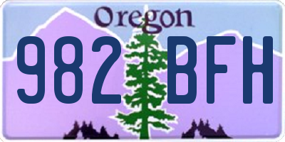 OR license plate 982BFH
