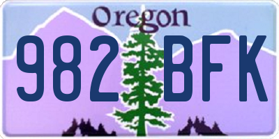 OR license plate 982BFK