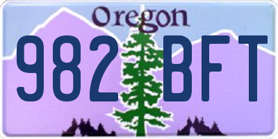 OR license plate 982BFT