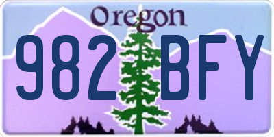 OR license plate 982BFY