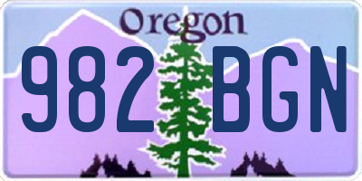 OR license plate 982BGN