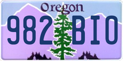 OR license plate 982BIO