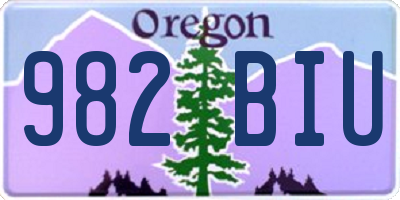 OR license plate 982BIU