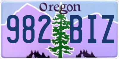 OR license plate 982BIZ