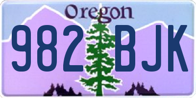OR license plate 982BJK
