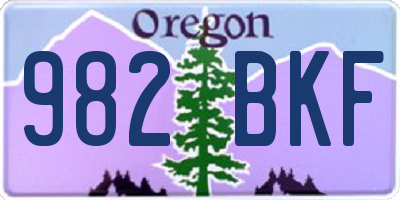 OR license plate 982BKF