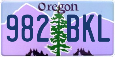 OR license plate 982BKL