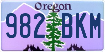 OR license plate 982BKM