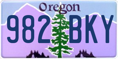 OR license plate 982BKY