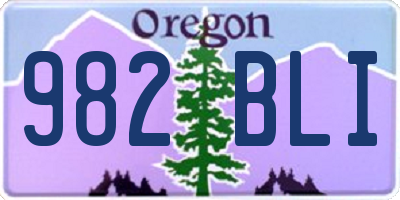 OR license plate 982BLI