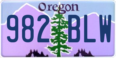 OR license plate 982BLW