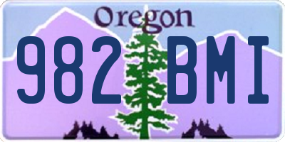 OR license plate 982BMI
