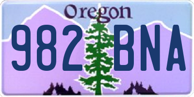 OR license plate 982BNA
