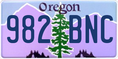 OR license plate 982BNC
