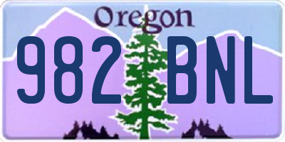 OR license plate 982BNL