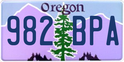 OR license plate 982BPA