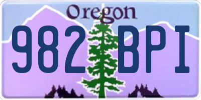 OR license plate 982BPI