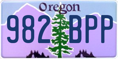 OR license plate 982BPP