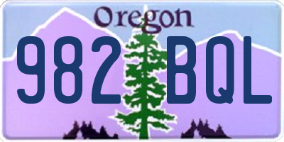 OR license plate 982BQL