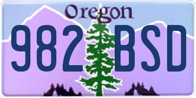 OR license plate 982BSD