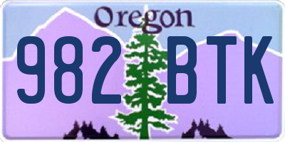 OR license plate 982BTK
