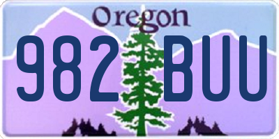 OR license plate 982BUU