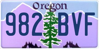 OR license plate 982BVF