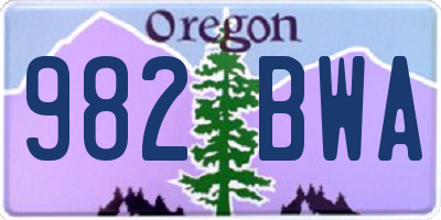 OR license plate 982BWA